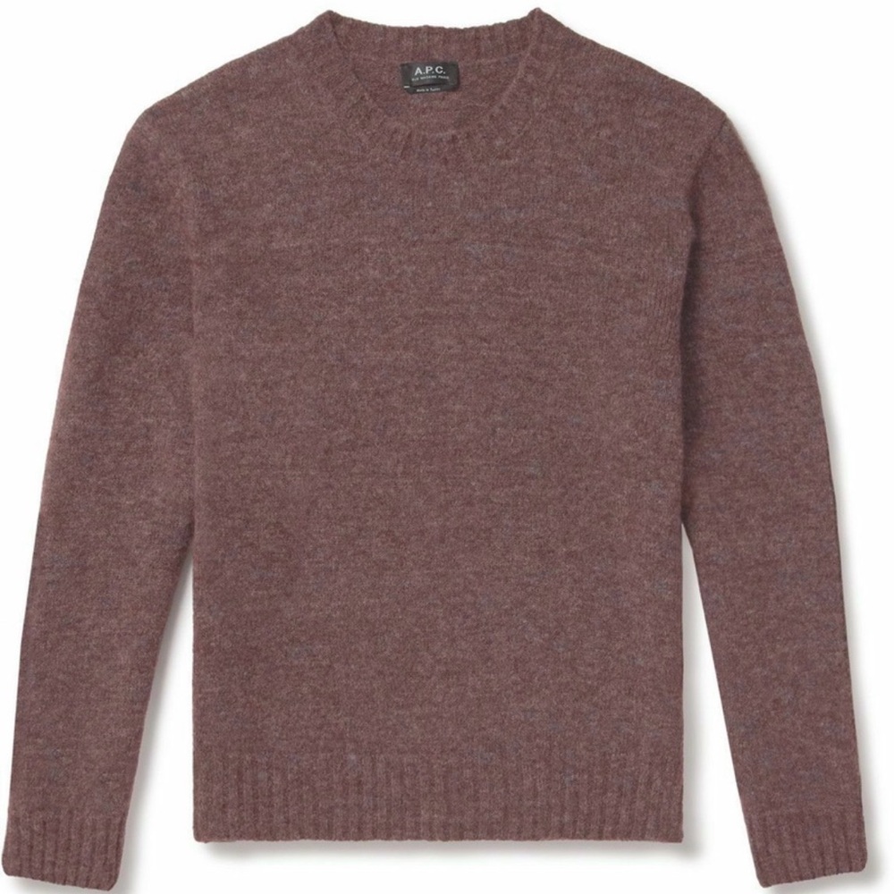 A.P.C. - Men’s Size Medium - Lucas Brushed Knitted Sweater - Chestnut Brown